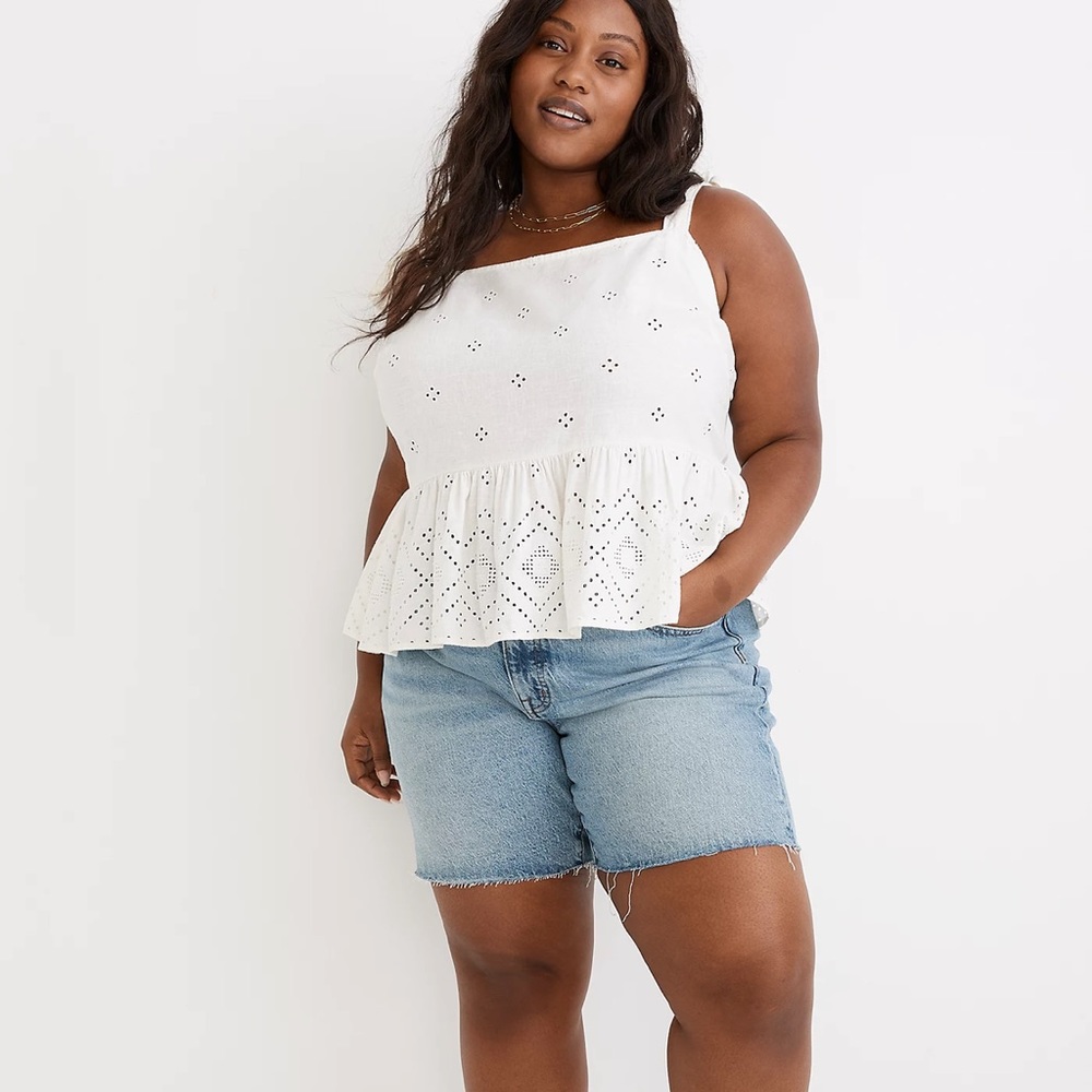 NWT Madewell Rosalie Tie-Strap Geo Eyelet Top - Size XL